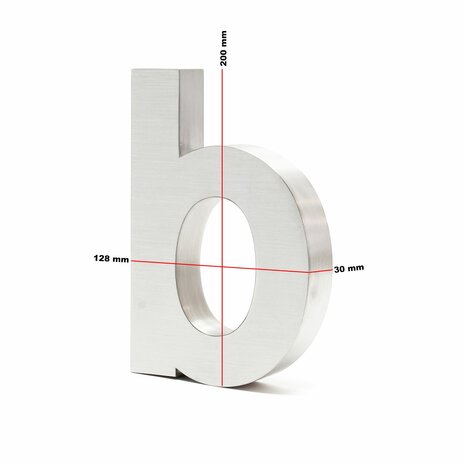 Huisnummer toevoeging 3D RVS - letter b