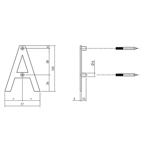 Huisnummer zwart structuur: letter A (10cm)