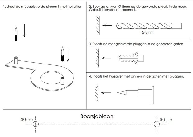 Huisnummer zwart structuur: 1 (15 cm)