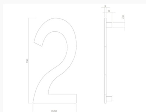 Huisnummer zwart structuur: 2 (15 cm)