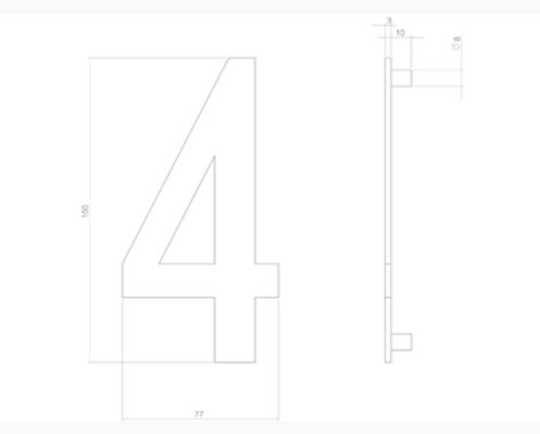 Huisnummer zwart structuur: 4  (15 cm)
