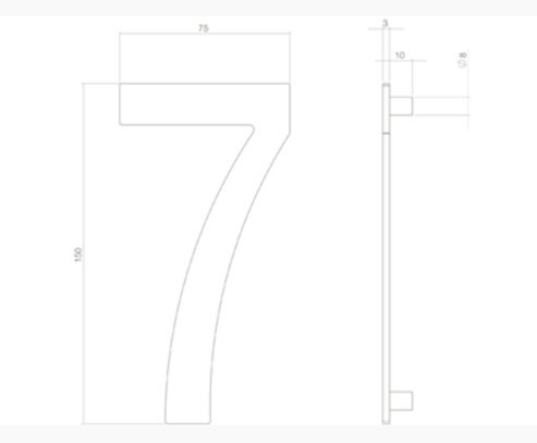 Huisnummer zwart structuur: 7  (15 cm)