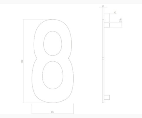 Huisnummer zwart structuur: 8  (15 cm)