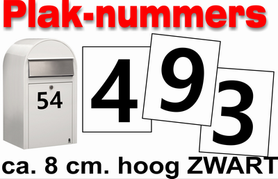 verkeer Boren Herenhuis Huisnummer Stickers Zwart 8 cm - Brievenbus Webshop