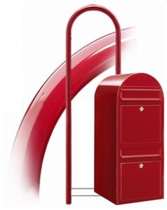 Brievenbus Bobi Duo rood RAL 3001 + statief round RAL 3001