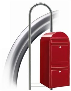 Brievenbus Bobi Duo rood RAL 3001 + statief round RVS