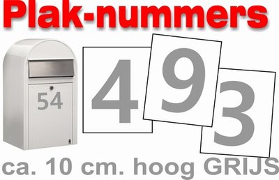 medaillewinnaar Versnel tv station Huisnummer Stickers Grijs 10 cm - Brievenbus Webshop